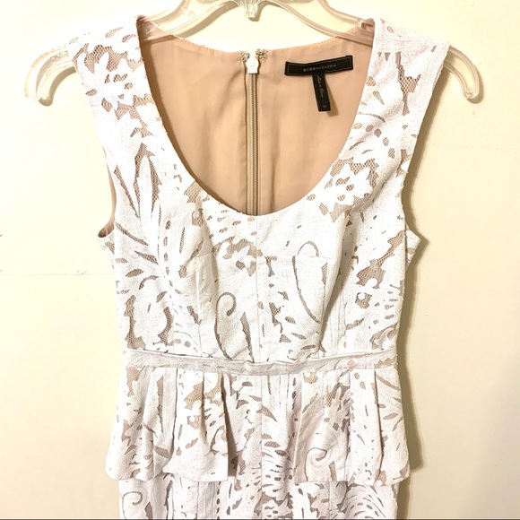 BCBG Maxazria Lace/Crochet Cream/Tan Dress - 2 - Picture 6 of 15